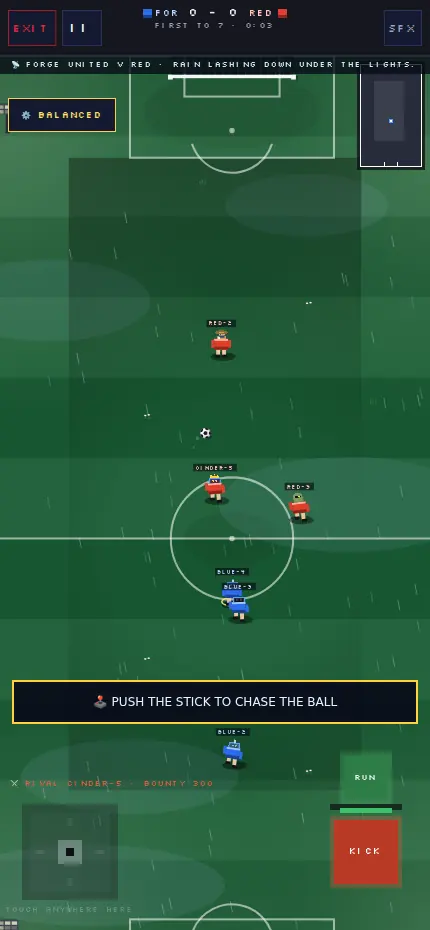 Soccer, four a side in the rain
