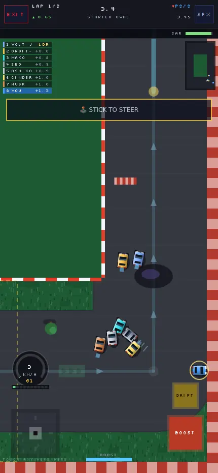 Racing on the starter oval